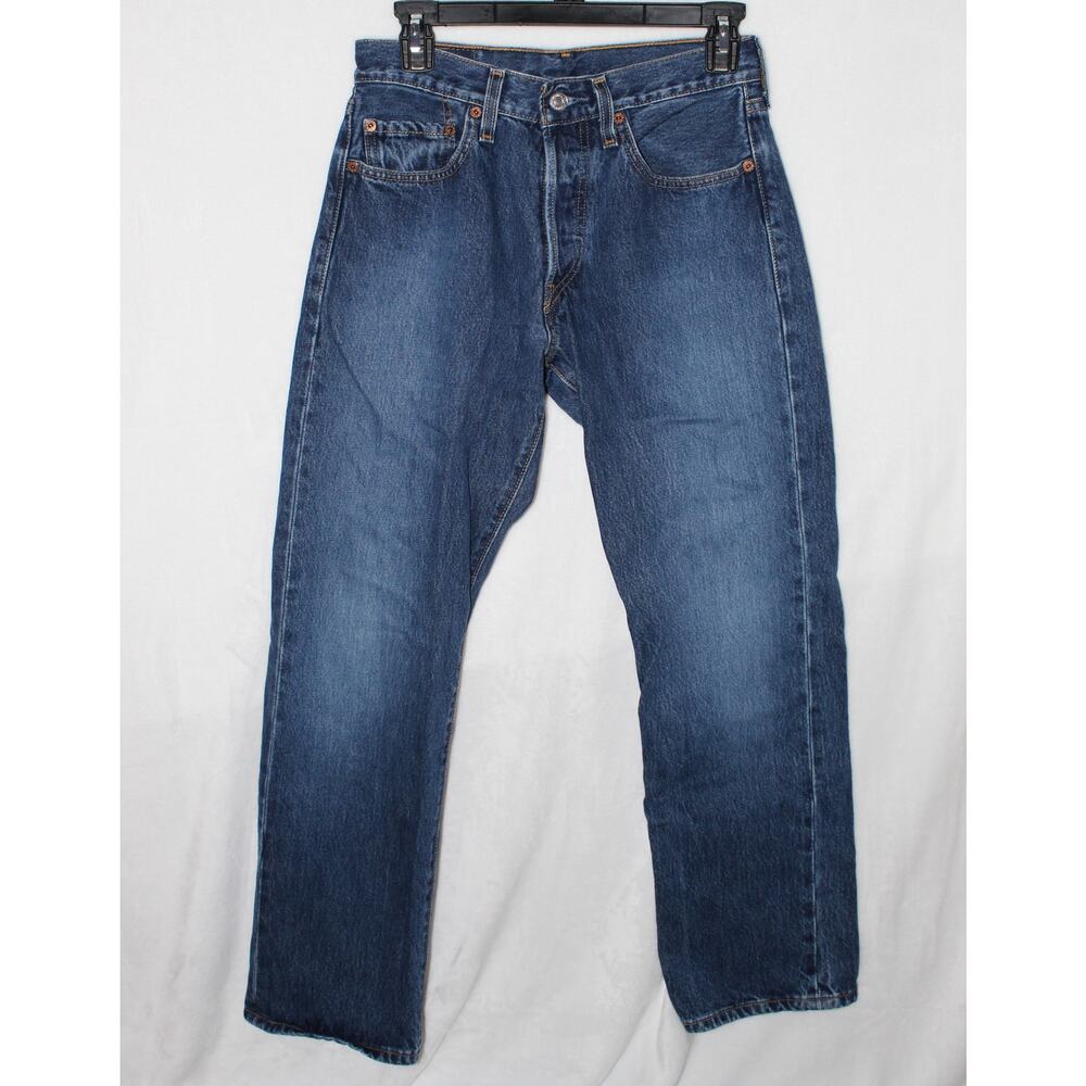 Levi's 501 Button Fly Jeans in Dark Wash, 100% Cotton, Style 15501-0186